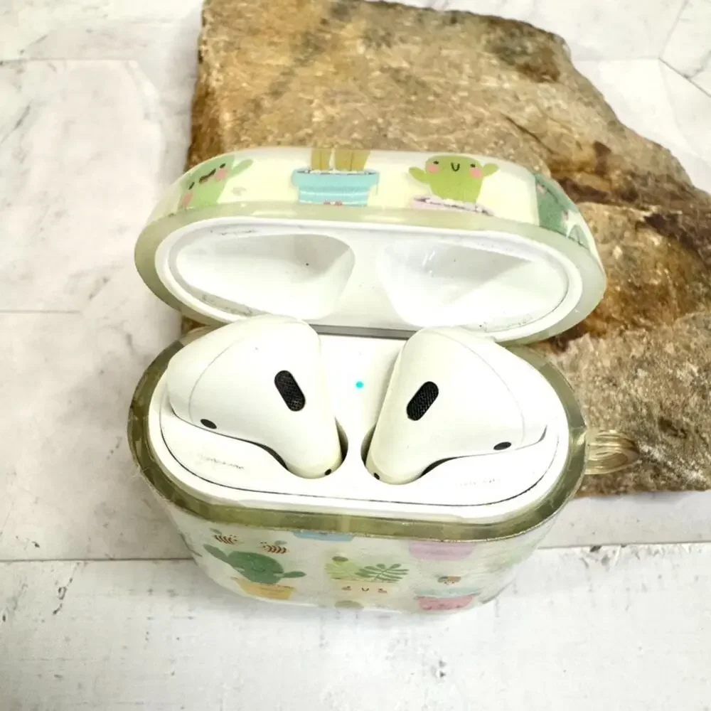 Apple AirPods 1st Generation Model A1602 Case Earbuds and Cute Cacti Cover WORKS